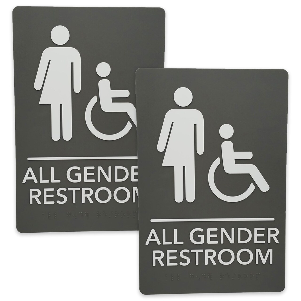 ADA-Compliant Wayfinding Signs – Durable, Non-Glare, Scratch-Resistant & Ready to Install. Featuring Grade 2 Braille & Raised Tactile Text, These Premade Signs Ensure Easy Compliance for Businesses 2 Pack